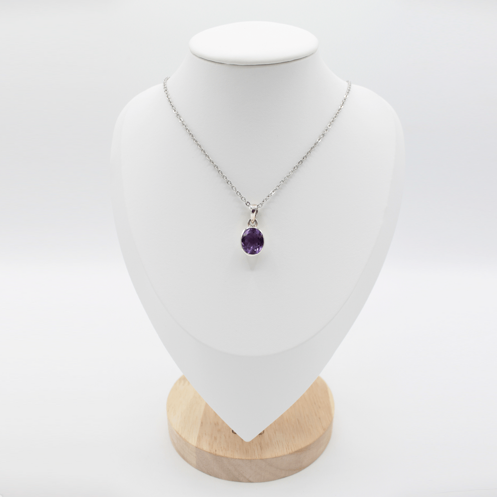 Pendentif Améthyste Facetté – Monture et Bélière en Argent 925 (3g)
