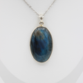 Pendentif Labradorite Ovale – Monture et Bélière en Argent 925 (18g)