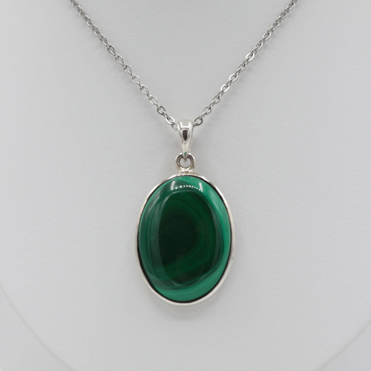 Pendentif Malachite – Monture et Bélière en Argent 925 (11g)