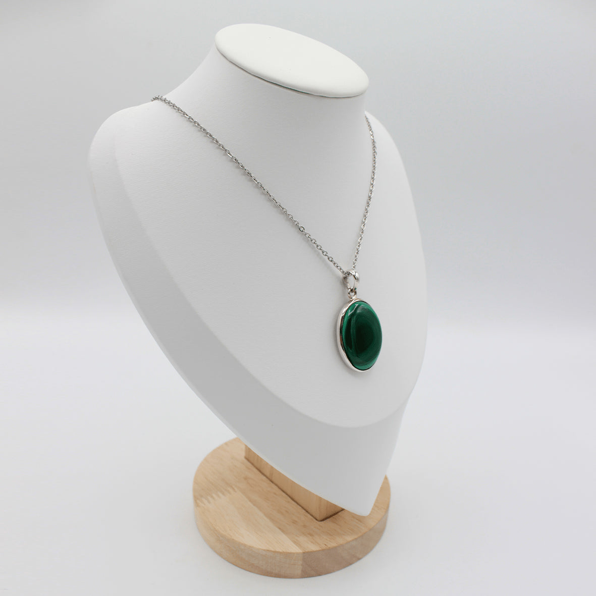 Pendentif Malachite – Monture et Bélière en Argent 925 (11g)