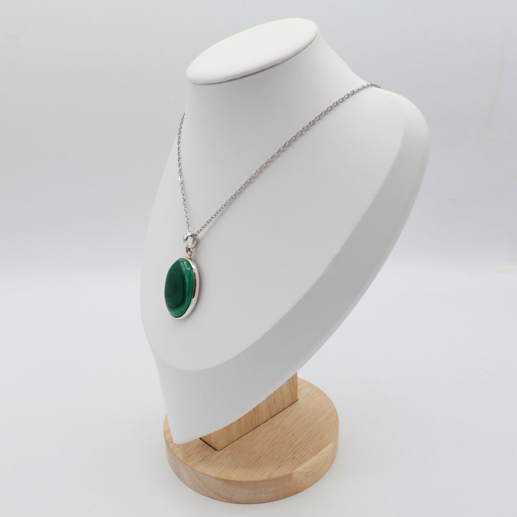 Pendentif Malachite – Monture et Bélière en Argent 925 (11g)