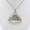 Pendentif Quartz, Inclusions de Tourmaline Noire – Monture et Bélière Argent 925 (30 g)