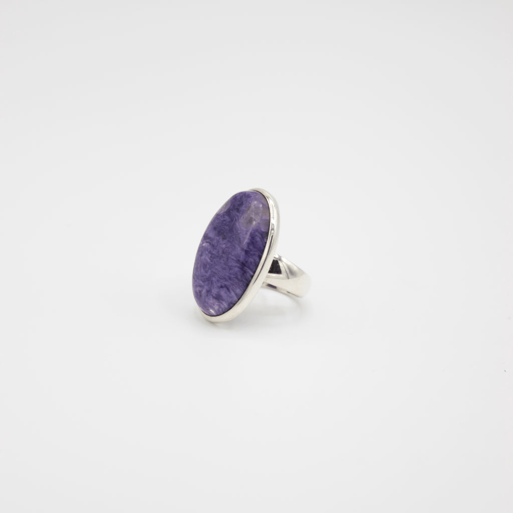 Bague Charoïte – Monture en Argent 925, Taille 53 (12 g)