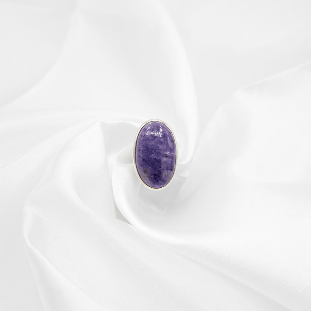 Bague Charoïte – Monture en Argent 925, Taille 53 (12 g)