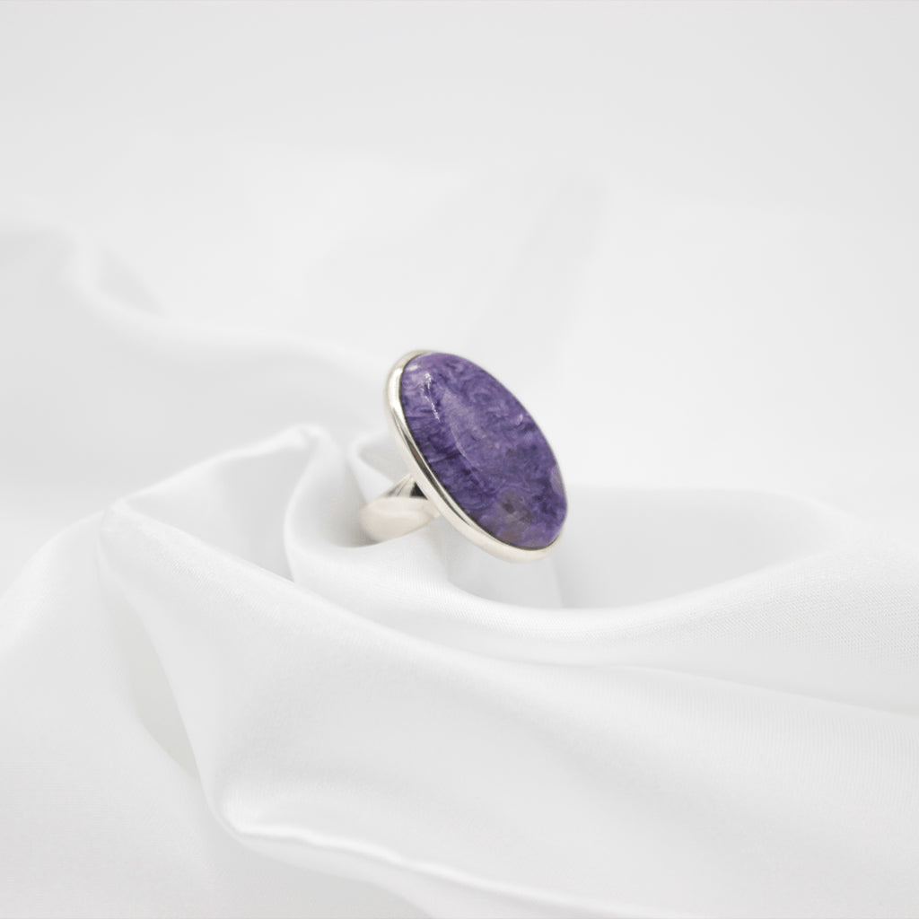 Bague Charoïte – Monture en Argent 925, Taille 53 (12 g)