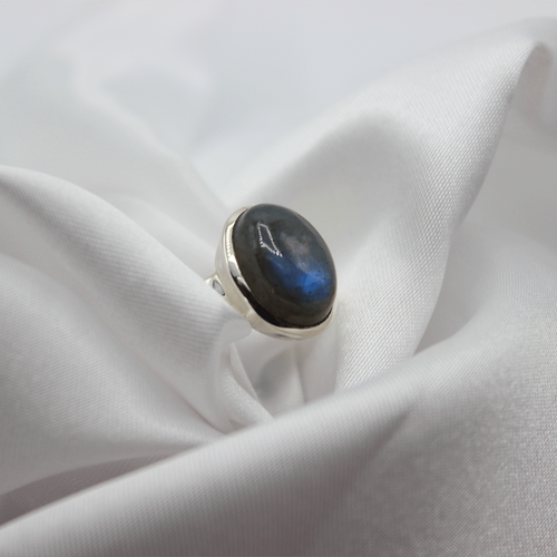 Bague Labradorite – Monture en Argent 925, Taille 60 (6 g)