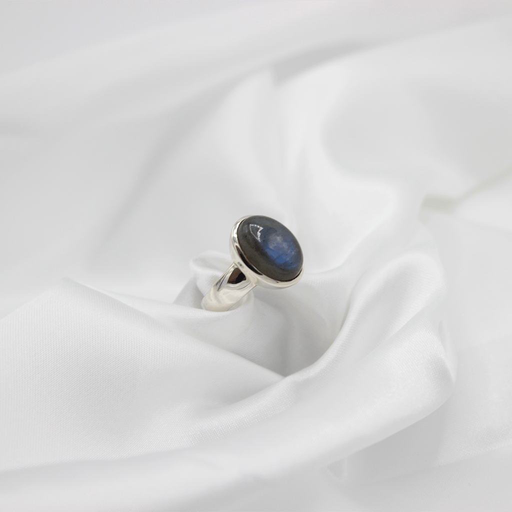 Bague Labradorite – Monture en Argent 925, Taille 60 (6 g)