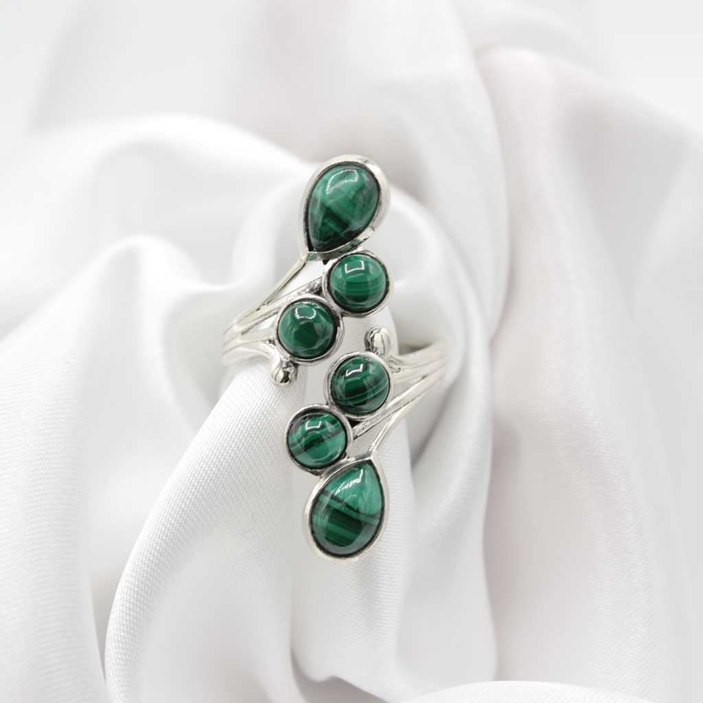 Bague Malachite – Argent 925 (Réglable)