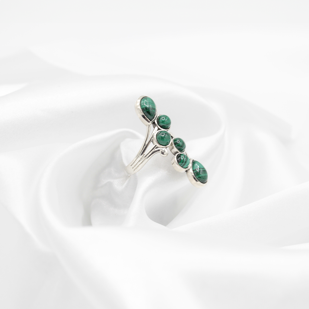 Bague Malachite – Argent 925 (Réglable)