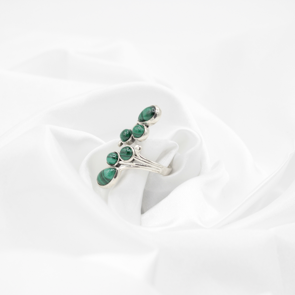 Bague Malachite – Argent 925 (Réglable)