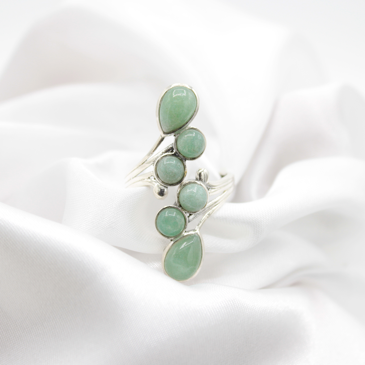 Bague Aventurine – Argent 925 (Réglable)