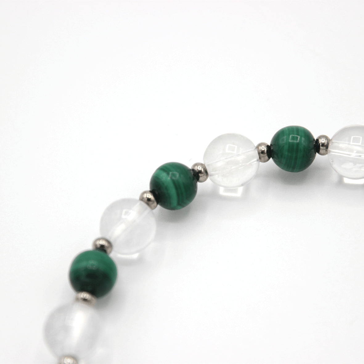Bracelet “Forêt Minérale” – Malachite & Cristal de Roche