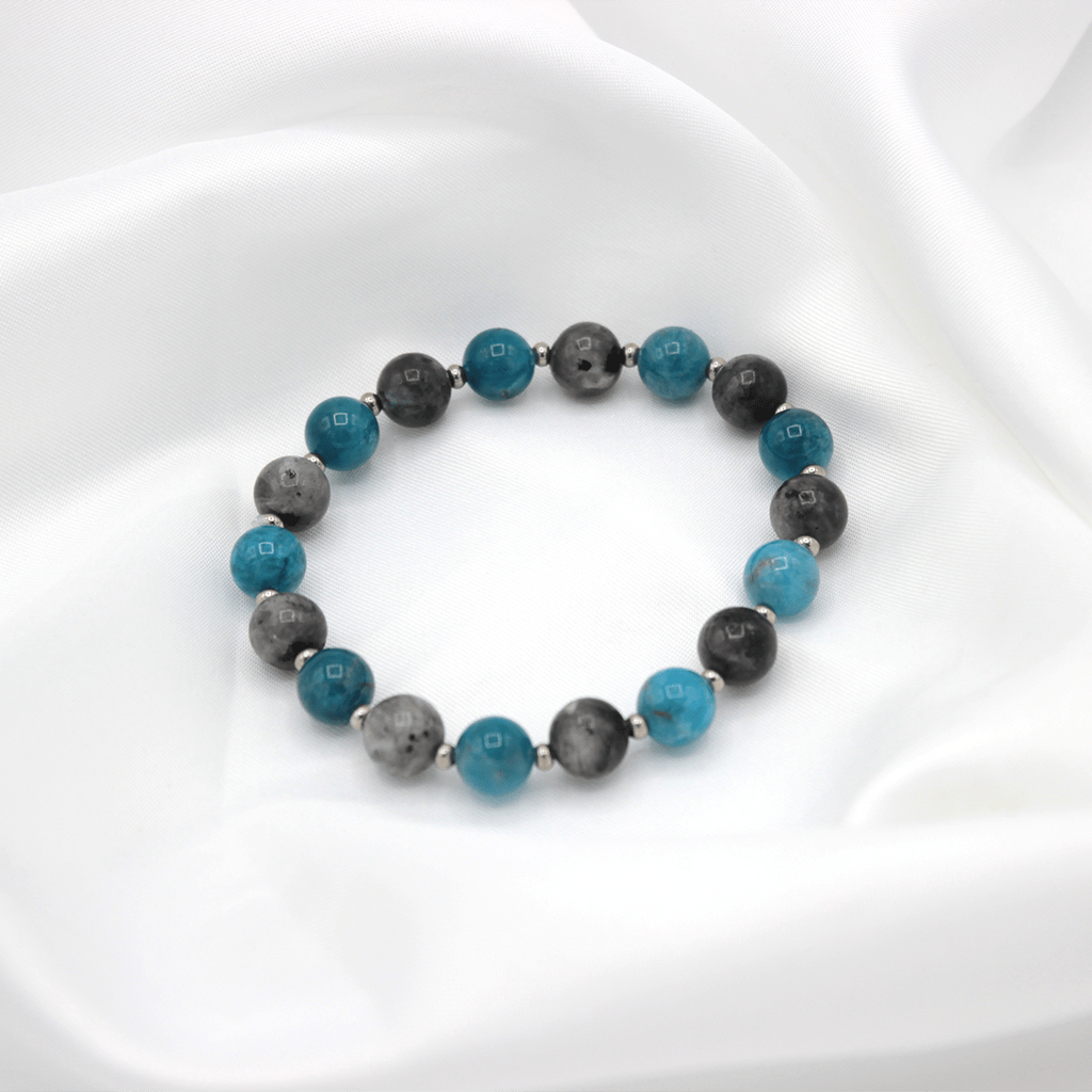 Bracelet “Brume Boréale” – Apatite & Larvikite