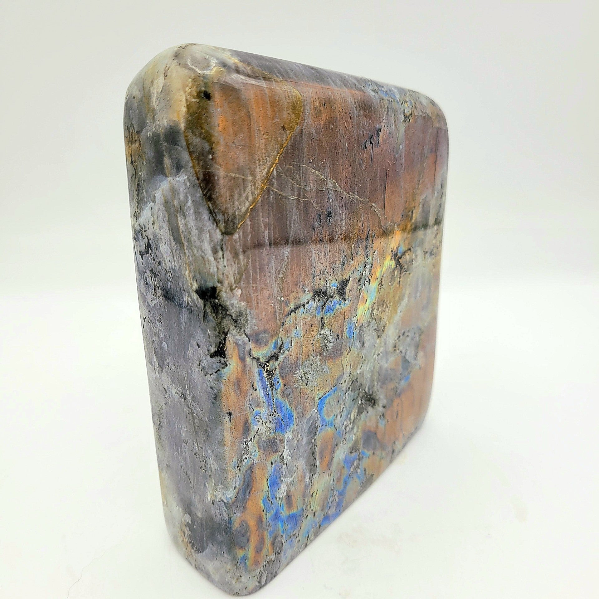 Labradorite Polie – Reflets cuivre, bleu & violet (1,595 kg)