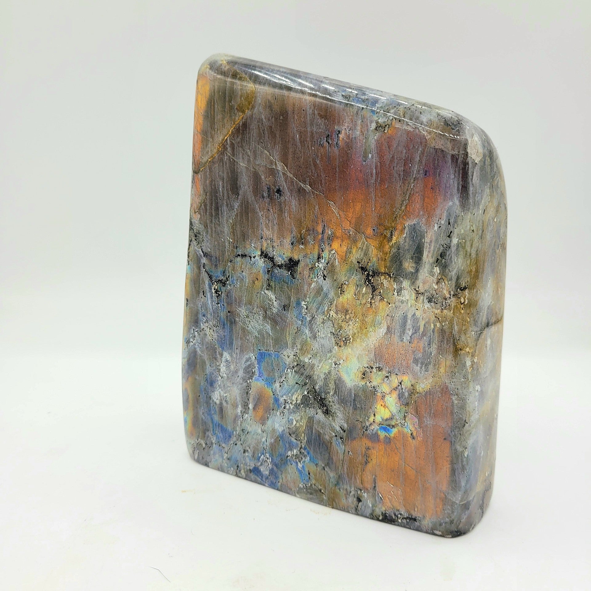 Labradorite Polie – Reflets cuivre, bleu & violet (1,595 kg)